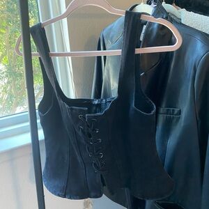 Black Denim Corset Top